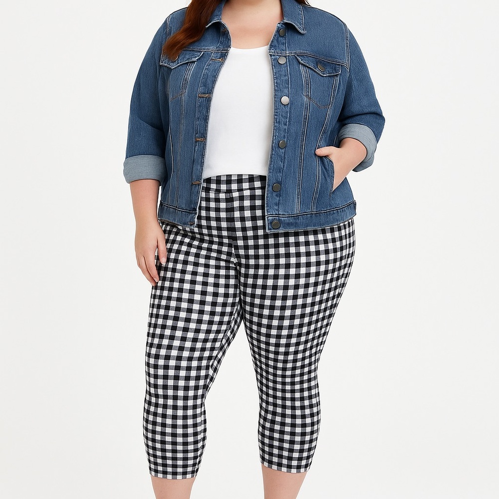 Torrid Black White Retro Gingham Cropped Leggings With Pockets Size 3X (22-24)